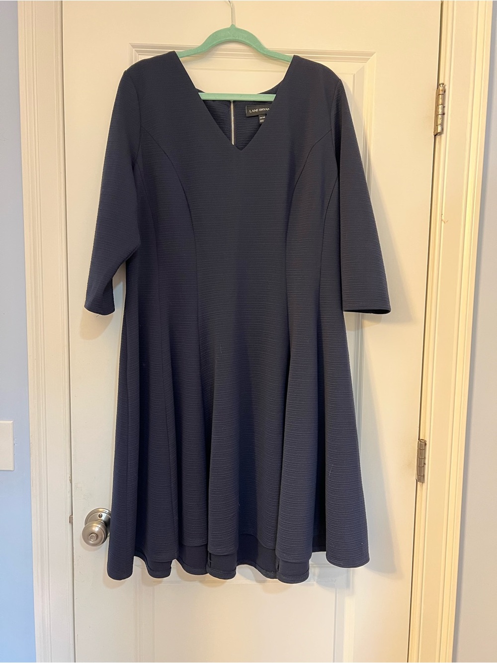 Navy Fit-and-Flare V-Neck Dress